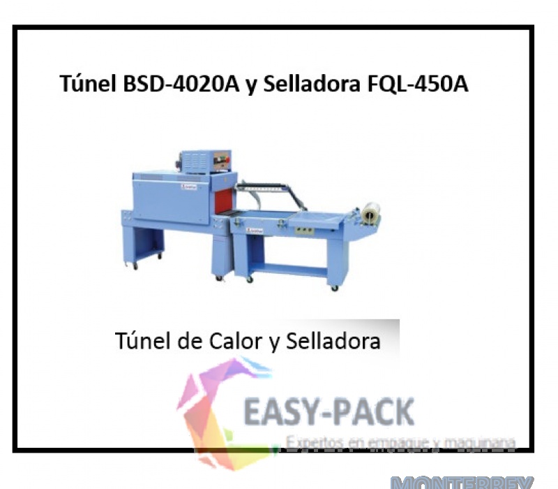 Túnel de Calor y Selladora en Escuadra Semi Automática