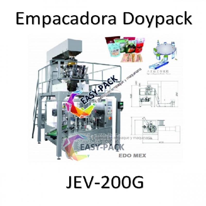 Empacadora Doypack JEV-200G con Bascula de 10 Cabezas 